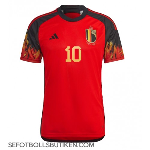 Belgien Eden Hazard #10 Replika Hemma matchkläder VM 2022 Korta ärmar